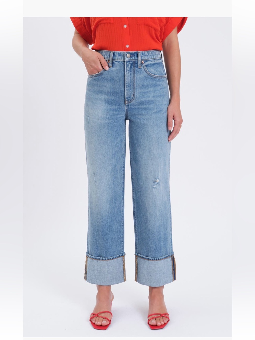 Daze Eastside high waist cuff straight leg jeans